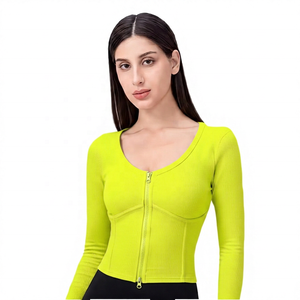 เสื้อโยคะแขนยาวสำหรับผู้หญิง ซิปด้านหน้า ระบายอากาศ แห้งเร็ว ผ้า SMART FABRIC เป็นมิตรกับสิ่งแวดล้อม ทรงปกติ แขนยาวเต็มตัว - Product Image 6