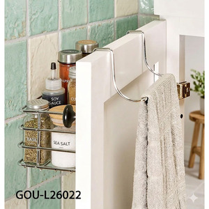 Organizador de Puerta de Armario Metálico Moderno con Barra para Toallas, Almacenamiento Multifuncional para Baño - Product Image 3