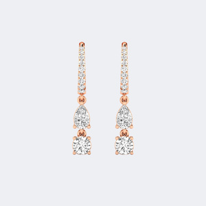 1.40 CTW Round and Pear Diamond Two-<b>Stone</b> Huggie Drop Diamond Earrings - Product Image 6