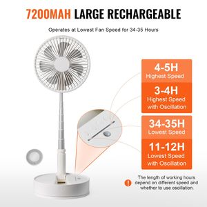 Ventilatore Pieghevole da 8 Pollici con Telecomando a 4 Velocità, Silenzioso, Portatile, Ricaricabile 7200mAh, Spina USA, Ideale per Hotel - Product Image 4