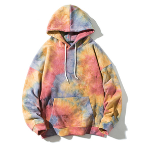 <b>Tie</b> <b>Dye</b> Hooded <b>Sweatshirt</b> Men Oversized Cotton French Terry Casual Autumn Pullover With Pocket Regular Sleeve - Product Image 1