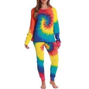 Conjunto deportivo informal transpirable antiarrugas para mujer con estampado tie-dye de secado súper rápido, muy demandado y cómodo. - Product Image 1