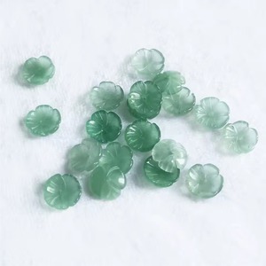 Fleur de jade aventurine verte sculptée à la main, pierre précieuse naturelle de 12 mm - Product Image 6