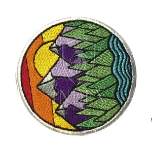 High Quality Circular Embroidered <b>Patch</b> with Mountain Landscape Design Breathable <b>Sew</b>-<b>On</b> Fabric Applique for Hats Clothing Gifts - Product Image 5