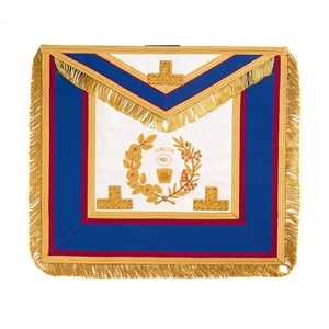 Delantal Masónico Junior de Gala Azul Rey con Bordado Dorado de Laurel y Flecos, Regalia - Product Image 4
