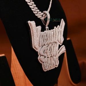 Best Selling 925 Sterling Silver 18K Gold Plated Moissanite Letter Pendant Hip Hop Jewelry For <b>Men</b> Available At Good Price - Product Image 6