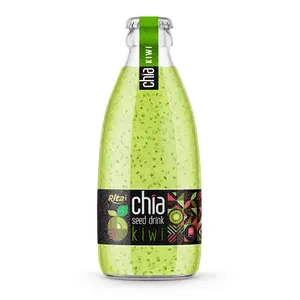 Botella de vidrio de 250ml, proveedor de bebidas de jugo de Kiwi, bebida de semilla de Chia hecha en Vietnam, el mejor precio, etiqueta de diseño sin sabor