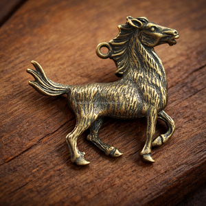 พวงกุญแจรูปม้าทองเหลืองวินเทจ ดีไซน์รูปสัตว์ วัสดุโลหะ ทนทาน ใช้ตกแต่งได้ เป็นของขวัญ - Product Image 3