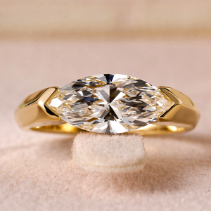 Bague de fiançailles en diamant de laboratoire couleur D sertie pavé, plaqué or, certifiée IGI, style vintage classique, bijoux de mariage pour femme - Product Image 1