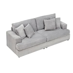 Divano da soggiorno a 3 posti in velluto a coste da 88,58 pollici, spazioso e confortevole, con 4 eleganti cuscini coordinati nei colori - Product Image 6