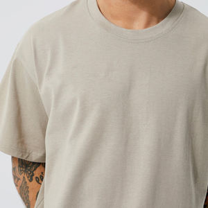 Men's Casual Oversized Solid Boxy T Shirts Lightweight 100% Cotton Knitted Outerwear Breathable O-Neck Collar acid wash T shirts - Product Image 5