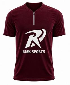 Premium <b>Maroon</b> Short Sleeve for Zip up Jersey Sport Shirt with Custom Logo Teamwear Training <b>Top</b> for Golf - Product Image 1