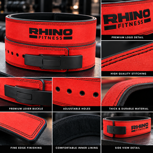 Ceinture de musculation en cuir rouge Rhino Fitness, réglable, avec soutien lombaire, protection professionnelle enveloppante, ceinture de maintien pour la taille, idéale pour la salle de sport - Product Image 5