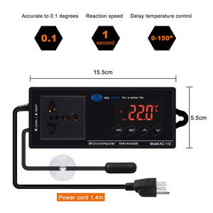 Bộ điều khiển nhiệt độ thông minh YAGO AC112, thiết bị điều chỉnh nhiệt độ cắm điện cho bể cá, chuồng nuôi, nhà kính, điều khiển nhiệt và làm mát. - Product Image 4
