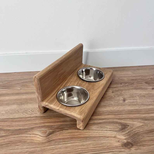 Comedero Elevado Redondo de Madera y Lino para Perros y Gatos, Estilo Novedoso, Tamaño Personalizable, Duradero para Mascotas - Product Image 3