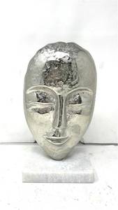 Sculpture Abstraite en Métal, Statue Artistique de Couple Argentée, Profil Humain Moderne sur Socle en Marbre, Décoration de Luxe pour Salon - Product Image 3
