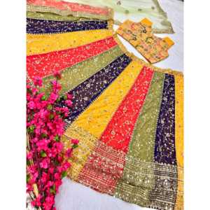 Magnifique Lehenga Choli brodé pour fêtes vêtements indiens et pakistanais - Product Image 1