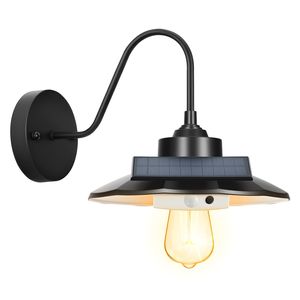 Lot de 1 applique murale solaire extérieure col de cygne, 3 modes d'éclairage avec détecteur de mouvement, style ferme, E26, pour jardins - Product Image 4