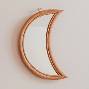 Rattan White Wall Mini Decorative Crescent <b>Moon</b> <b>Mirror</b> - Product Image 6