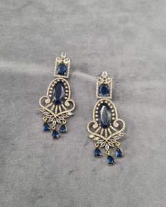 Pendientes de moda con gema de corte ovalado, diamantes americanos, brillantes, con diseño de lágrima y borlas, para bodas. - Product Image 6
