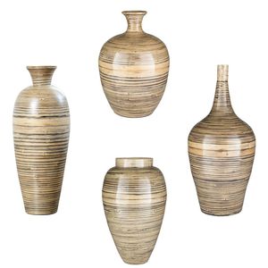Ensemble de vases décoratifs en bambou tressé pour décoration intérieure, couleur naturelle - Product Image 1