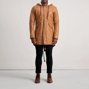 Chaqueta de Cuero Genuino para Hombre con Capucha, Abrigo Cálido de Invierno con Forro de Borrego, Ropa Exterior Casual de Moda para Motociclista, Personalizada OEM Moderna - Product Image 1