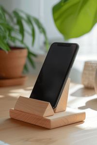 Soporte Moderno para Teléfono Móvil de Madera Natural, Base para Smartphone, Organizador de Escritorio para el Lugar de Trabajo - Product Image 4