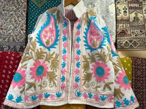 Handmade Suzani Embroidered Velvet Quilted Reversible Eco-Friendly Boho Floral Cotton <b>Jacket</b> (Gift for Her) - Product Image 3