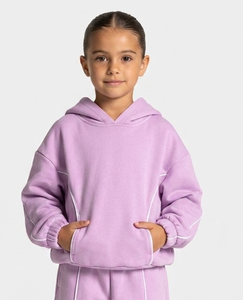 Ensemble de survêtement pour filles, personnalisé, violet et rose, coupe oversize, en molleton de coton, avec sweat à capuche et pantalon large, OEM & ODM - Product Image 3