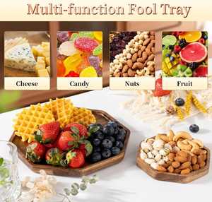 Juego de Bandejas Decorativas Octogonales de Madera, Platos Rústicos Geométricos Únicos, Diseño Moderno, Hechos a Mano, Venta al por Mayor para Catering - Product Image 4