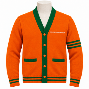 Suéteres de Alta Calidad con Cuello en V de las Universidades FAMU y Florida A&M para Logotipos de Hermandades/Fraternidades, Suéteres de Punto Tipo Cárdigan Unisex - Product Image 1