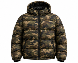Custom Men's Camouflage Puffer Jacket Hooded Winter <b>Coat</b> Lightweight Insulated Outdoor Outerwear OEM Manufacturing Supplier - Product Image 1