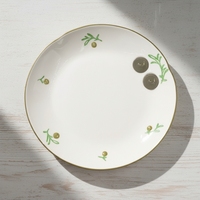 Assiette de table en porcelaine fine de qualité supérieure 3460986D-25 NOUVELLE, motif olive et fruits estampés
