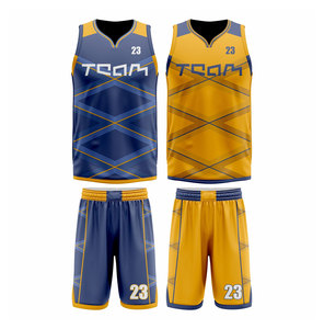 Conjunto de Uniforme de Baloncesto para Equipo, Jersey sin Mangas Sublimado y Pantalones Cortos con Patrón Geométrico, Cuello en V, Poliéster Transpirable, Unisex para Adultos - Product Image 1