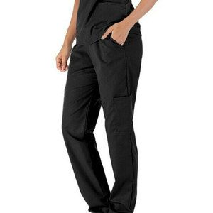 Conjunto de Uniforme Médico para Mujer, Cuello en V, Color Negro, Manga Corta, Uniforme de Enfermería, Ropa de Trabajo para Hospital, Top y Pantalones Cargo, Conjunto de Algodón y Poliéster - Product Image 3