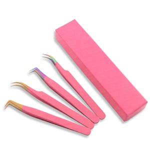 Manufacturer Stainless Steel Russian Volume Lash Tweezer Pointed Tip Beauty Tool for Thick Thin Layers <b>Empty</b> <b>Box</b> Packing - Product Image 1