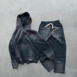 Ensemble de sweats à capuche oversize unisexe en coton vierge personnalisé pour hommes, survêtement et sweats à capuche pour hommes - Product Image 2