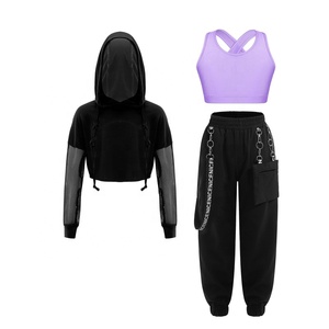 6-16 3 piezas al por mayor niños ropa de baile conjunto niñas modernos trajes de baile para niños ropa puesta en escena danza desgaste - Product Image 5