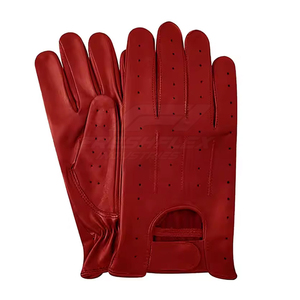 Guantes de cuero rojos hasta la muñeca, transpirables, estilo liso, para uso diario, primavera y otoño - Product Image 1