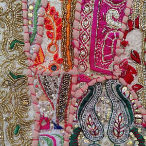 Textiles bordados Patchwork diseño Banjara estilo con cuentas ilustraciones con cuentas Patchwork hecho a mano tapiz Vintage pared arte pesado - Product Image 2