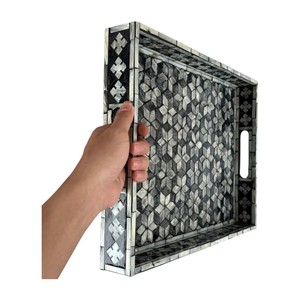 Luxury Mother of Pearl <b>Serving</b> <b>Tray</b> Handmade Inlay Shell Decorative <b>Tray</b> for Home Hotel Restaurant <b>Serving</b> and Gift Use - Product Image 3