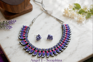 Parure de bijoux Angel 6 Arwena en laiton plaqué, motif goutte d'eau violette, écologique, collier et boucles d'oreilles assortis, idéale pour les cadeaux de fête - Product Image 6