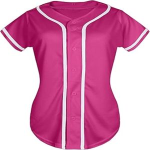 Uniforme de baseball pour femmes, toucher doux, 100% polyester, antibactérien, impression sublimée, col en V, manches courtes, nom d'équipe personnalisé, tout - Product Image 6