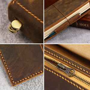 Couverture de carnet en cuir véritable de luxe de haute qualité, durable, rechargeable, étui pour journal, papeterie de bureau NBC-0010 - Product Image 3