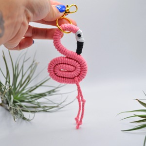Stylish Ostrich Macrame Keychain Cotton Rope Bird Charm Perfect for <b>Bags</b> <b>Keys</b> Purse Aesthetic Gift Item Decorative Object - Product Image 1
