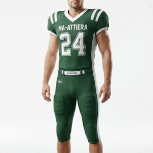 Custom Men's Green White American Football Uniform <b>Padded</b> Jersey <b>Pants</b> Set Sports Team Apparel - Product Image 1