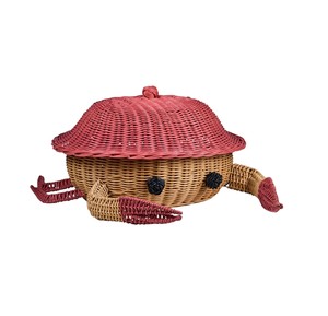 Cesta de Almacenamiento de Mimbre con Forma de Cangrejo, Linda y con Tapa, Diseño Animal de Mimbre Natural para Decoración del Hogar - Product Image 3
