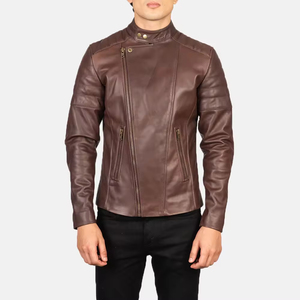 Chaquetas de cuero para hombre de alta calidad, estilo casual, color marrón, de piel sintética, para motociclistas, tallas grandes, personalizadas y elegantes. - Product Image 5