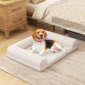 Egg Foam Dog <b>Crate</b> <b>Bed</b> with Removable Washable Cover & 3 Side Bolster Pet <b>Beds</b> - Product Image 2