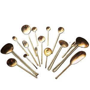 Stainless Steel <b>Gold</b> Plated <b>Serving</b> <b>Spoon</b> Set with Luxury Design Modern High Quality Flatware Set for Wedding Home - Product Image 1